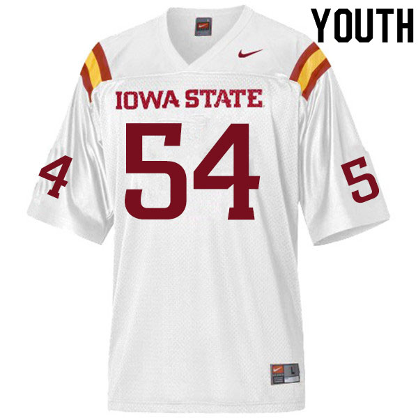Youth #54 Jarrod Hufford Iowa State Cyclones College Football Jerseys Sale-White - Click Image to Close